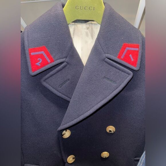 Gucci Navy Double Breasted Coat - Picture 2 of 12